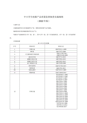 中小学生校服产品质量监督抽查实施细则（2022年版）.docx