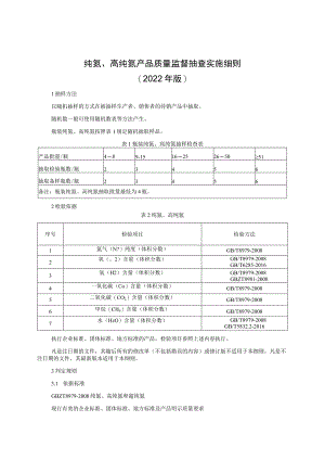 纯氮、高纯氮产品质量监督抽查实施细则（2022年版）.docx