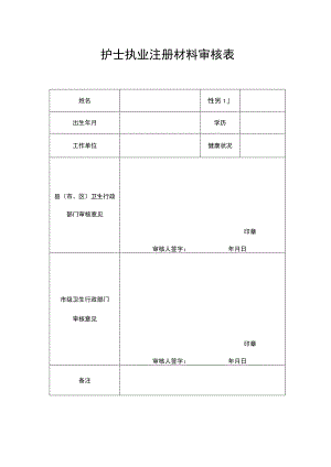 护士执业注册材料审核表.docx