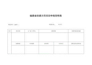 福建省创建示范项目申报简明表.docx