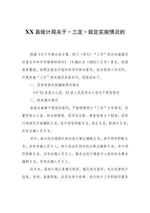 XX县统计局关于“三定”规定实施情况的自查报告.docx