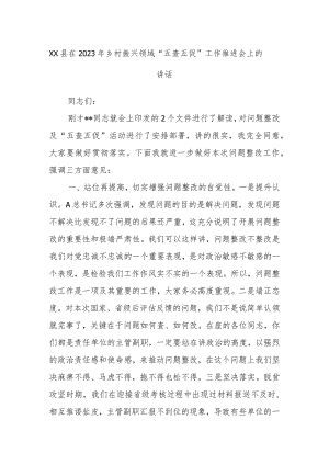 XX县在2023年乡村振兴领域“五查五促”工作推进会上的讲话.docx