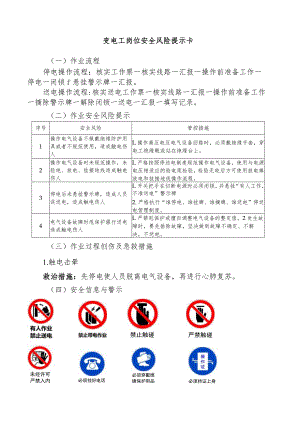 变电工岗位安全风险提示卡.docx