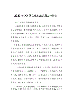 2023年XX区文化和旅游局工作计划.docx