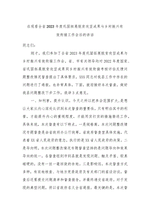 在观看全省2023年度巩固拓展脱贫攻坚成果与乡村振兴有效衔接工作会后的讲话.docx