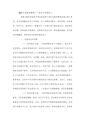 2023年度教育整顿个人党性分析报告三.docx