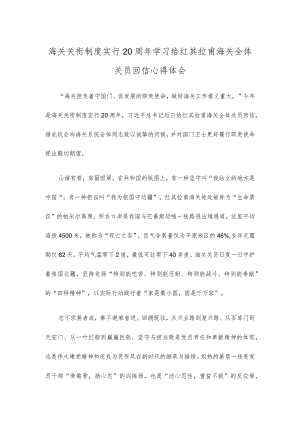 海关关衔制度实行20周年学习给红其拉甫海关全体关员回信心得体会.docx