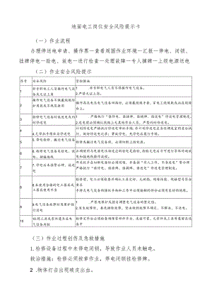 地面电工岗位安全风险提示卡.docx
