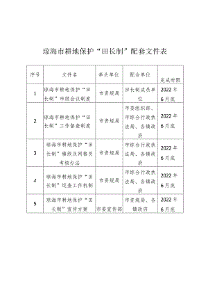 琼海市耕地保护“田长制”配套文件表.docx