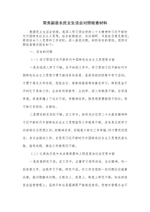 常务副县长民主生活会对照检查材料.docx