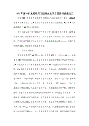 2023年第一批主题教育专题民主生活会召开情况报告五.docx