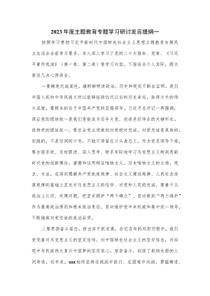 2023年度主题教育专题学习研讨发言提纲一.docx