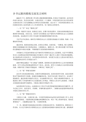 乡书记跟岗锻炼交流发言材料.docx