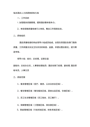 饭店酒店人力资源部质检方案.docx