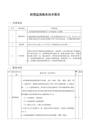 舆情监测服务技术需求.docx