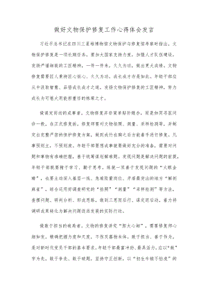 做好文物保护修复工作心得体会发言.docx