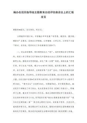 编办在巡回指导组主题教育总结评估座谈会上的汇报发言.docx