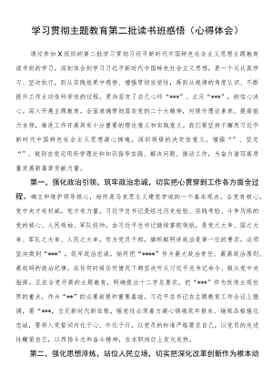 学习贯彻主题教育第二批读书班感悟（心得体会）.docx