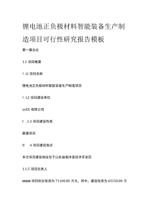 锂电池正负极材料智能装备生产制造项目可行性研究报告模板.docx