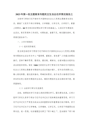 2023年第一批主题教育专题民主生活会召开情况报告三.docx
