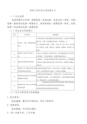 电焊工岗位安全风险提示卡.docx