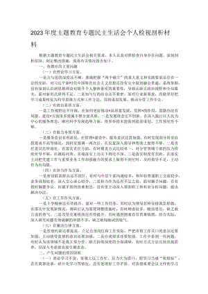 2023年度主题教育专题民主生活会个人检视剖析材料.docx