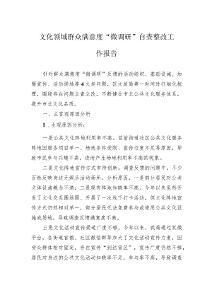 文化领域群众满意度“微调研”自查整改工作报告.docx