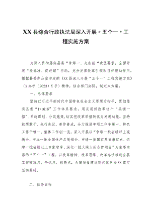 XX县综合行政执法局深入开展“五个一”工程实施方案.docx