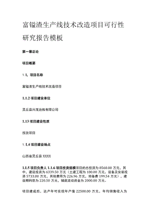 富锰渣生产线技术改造项目可行性研究报告模板.docx