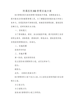 附属医院6S管理实施方案.docx