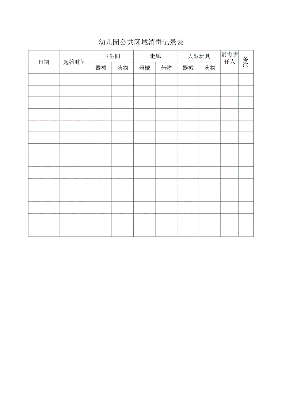 幼儿园公共区域消毒记录表.docx_第1页