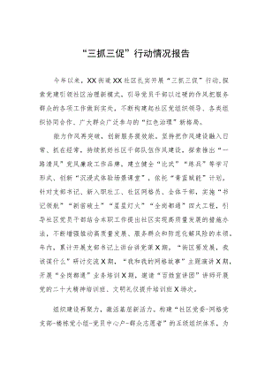 街道办事处2023年“三抓三促”行动情况报告三篇.docx