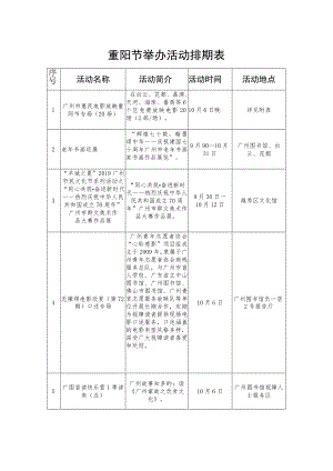 重阳节举办活动排期表.docx
