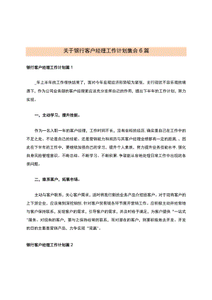 关于银行客户经理工作计划集合6篇.docx
