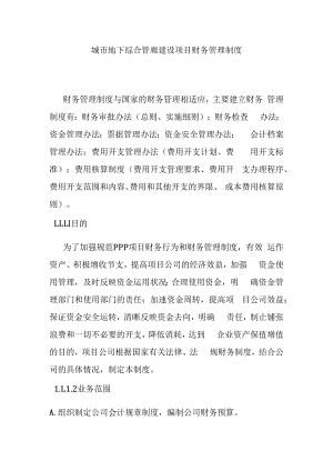 城市地下综合管廊建设项目财务管理制度.docx