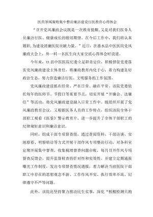 2023年医药领域腐败集中整治廉洁建设行医教育护士长心得体会 合辑六篇 .docx