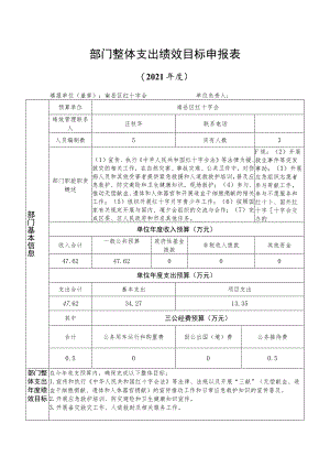 部门整体支出绩效目标申报表.docx