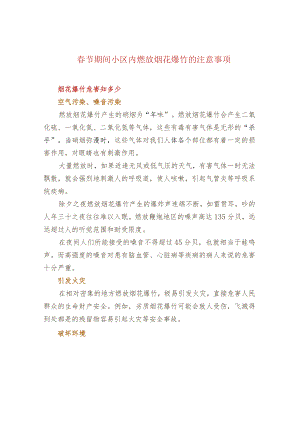 春节期间小区内燃放烟花爆竹的注意事项.docx