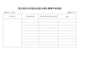 第五届忻州市职业技能大赛比赛赛点申请表.docx