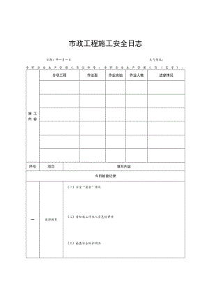 市政工程施工安全日志.docx