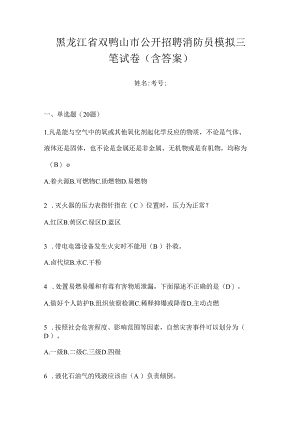 黑龙江省双鸭山市公开招聘消防员模拟三笔试卷含答案.docx
