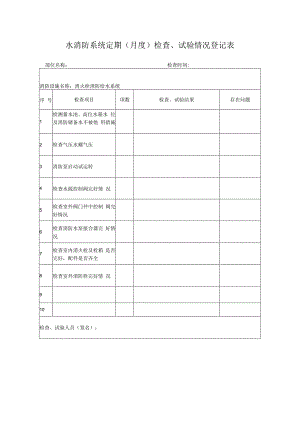 水消防系统定期（月度）检查、试验情况登记表.docx