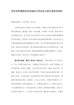 市生态环境局在全市组织工作会议上的汇报发言材料.docx