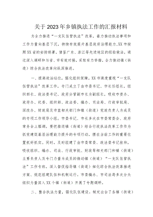 关于2023年乡镇执法工作的汇报材料.docx