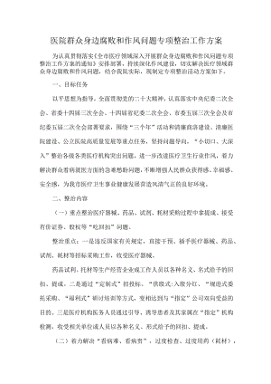 医院群众身边腐败和作风问题专项整治工作方案.docx