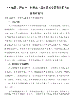 “知敬畏、严自律、树形象”酒驾醉驾专题警示教育自查剖析材料.docx