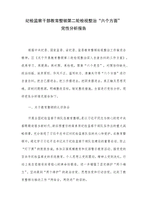 纪检监察干部教育整顿第二轮检视整治“六个方面”党性分析报告.docx