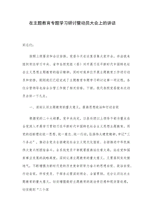 在主题教育专题学习研讨暨动员大会上的讲话.docx