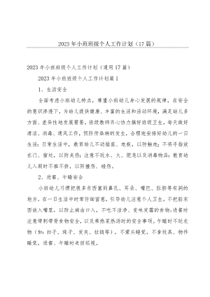 2023年小班班级个人工作计划（17篇）.docx