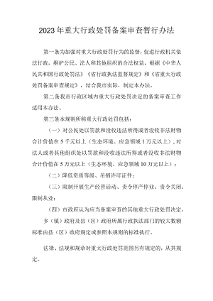 2023年重大行政处罚备案审查暂行办法.docx